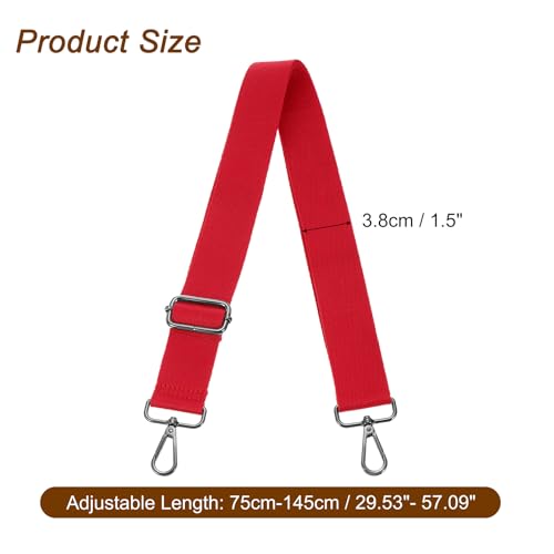 Image of uxcell Wide Shoulder Strap, 3.8cm Adjustable Purse Strap Replacement Crossbody Strap for Shoulder Bag Wallets, Red, Black Pull Core Buckle