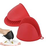 KOMCLUB シリコン 鍋つかみ ミトン 2/4個セット 耐熱230℃ 鍋掴み 軽量 コンパクト ノンスリップ オーブン バーベキュー キッチン キャンプ用 左右兼用 (2個 レッド)