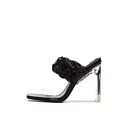 Zimmer Clear Square Toe Block High Heels (Zimmer) - Black 9