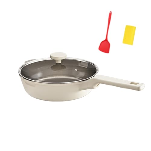 Sartén de titanio para inducción con tapa de cristal: 24 – 30 cm, universal, freír rápido, fácil limpieza (24 cm)