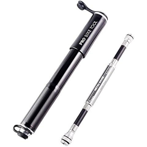 PRO BIKE TOOL Bike Pump with Gauge Fits Presta and Schrader - Accurate Inflation - Mini Bicycle Tire Pump for Road, Mountain and BMX Bikes, High Pressure 100 PSI, Includes Mount Kit Cover