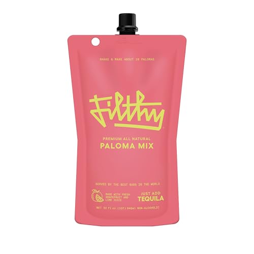 Filthy Paloma Mix, Premium Cocktail Mixer, All-Natural, Non-GMO, Vegan & Gluten-Free, Made with Fresh Ruby Red Texas Grapefruit & Florida Lime Juice, Organic Agave Nectar, 32 Oz Pouch