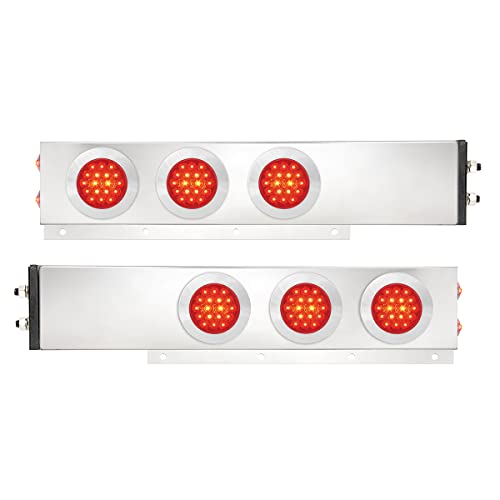 Image of GG Grand General 91022 Spring Loaded Stainless Steel Mud Flap Hanger with Red /Red LED Light, 2.5 Inches Bolt Spacing, Pair