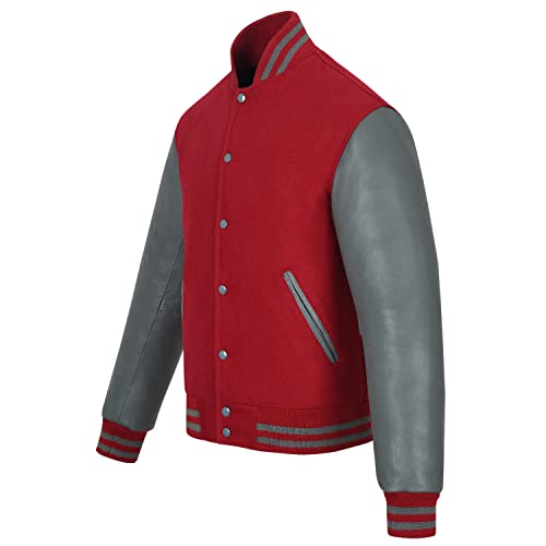 Image of Varsity Jacket Baseball Letterman Jacket- Wool and Leather Premium Quality Unisex Basketball Jacket