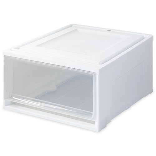 アイリスオーヤマ 収納ケース 引き出し クローゼット 圧倒的高コスパ 幅39×奥行50×高さ23.2cm ウォークインクローゼット 衣装ケース チェスト 日本製 ホワイト/クリア BC-Lのサムネイル