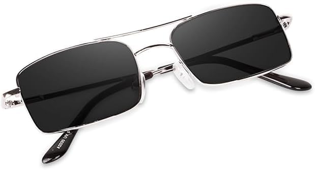 Karan Aujla Mens Classic Retro Frame Vintage Narrow Rectangular Pimp Metal Sunglasses Goggles