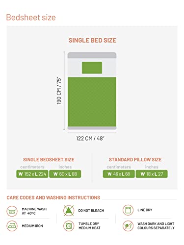 Image of 100% Pure Cotton Single Bedsheet with 1 Pillow Cover | Floral 145TC | Strong Weave for Everyday Use | 152 CM X 224 CM | - Vista Blue