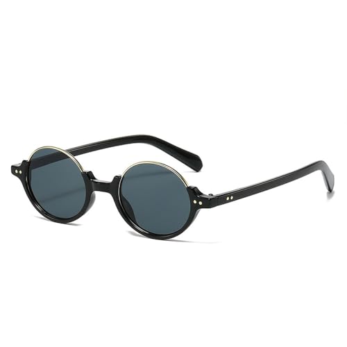Lunettes de soleil rondes femme vintage tendance punk avec monture semi-métallique