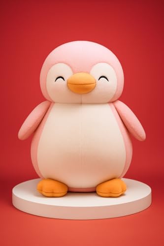 Image of Grey Penguin Plush Stuffed Animal, Cute Smiling Face Design with Beak and Feet, Soft Cuddly Toy for Kids (Penguin Grey-28CM)