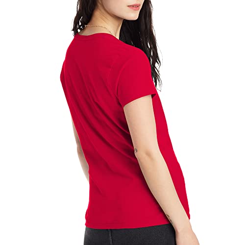 Hanes Womens Nano Premium Cotton V-Neck Tee Fashion T Shirts, Deep Red, Large Us #TOP4