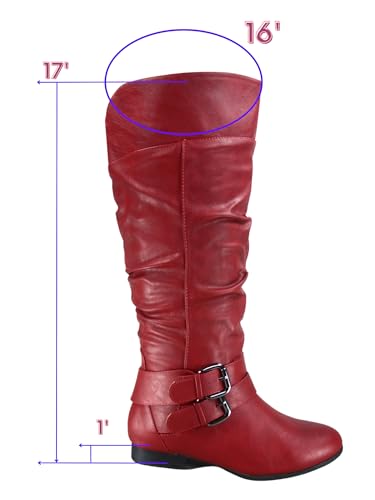 TZ Lily-20 Women's Knee High Riding Boots Low Flat Heel Winter Side Zip Buckles Boots Shoes2