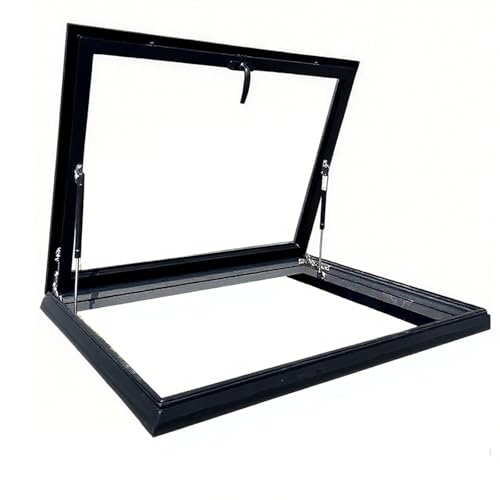 Claraboya Techo Ventanas Para Tejados Aleación Aluminio + Vidrio Templado Tragaluz De Techo Tragaluz De Techo Trampilla De Mantenimiento De Techo 50x50 80x90 90x100cm Para Sótanos Desván(L60xW80cm)