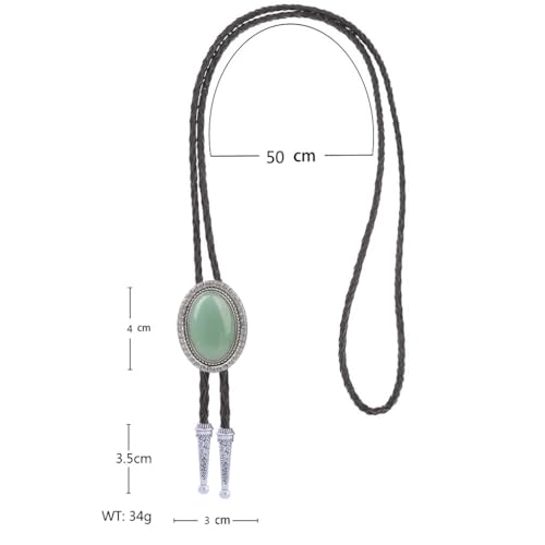 Image of Jeilwiy Bolo Tie for Men Real Stone Westwern Cowboy Ties Silver Bolos Women Leather Necktie Gift for Birthday Christmas
