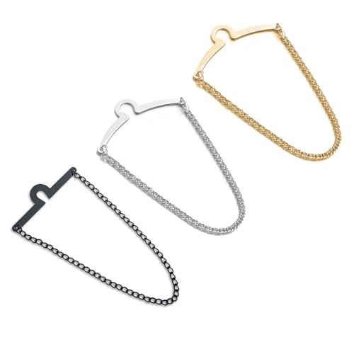 3 Packs Tie Chain for Men Fashion Necktie Clips and Chains Mens Accessories with Ring Clasps for Suits Neckties Vests and Trousers Elegant Tie Pins and Tacks for Business and Wedding Wear