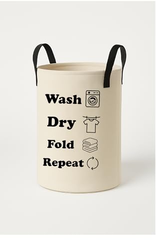 Image of 80L Ltr- Laundry Bag Foldable | Laundry Bag for Clothes | Clothes Basket | Basket for Clothes Storage | Toy Storage Basket (18inch * 19inch, Beige with Black Print) (80Liters)