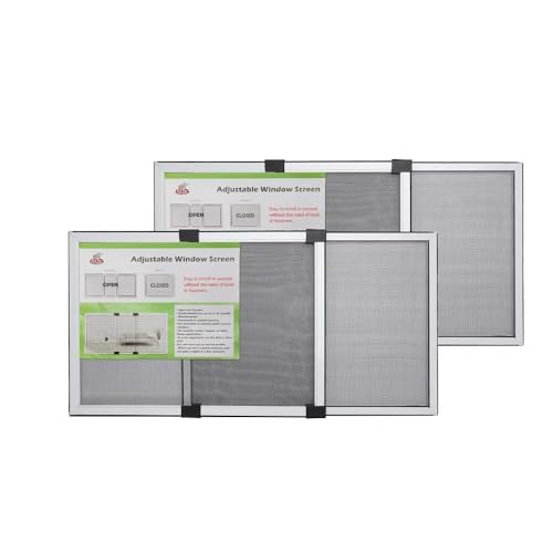 FLYZZZ Adjustable Sliding Window Screen Horizontal (15.74 H x 21-40W) 2 Packs Expandable Window Screen Replacement for Home Medium