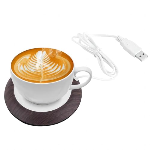 nobrands USB Wood Grain Cup Warmer Tea Coffee Heater Pad Heat Beverage Mug Mat for Ceramic Cup Glass Cup Stainless Steel Cup 75 mm