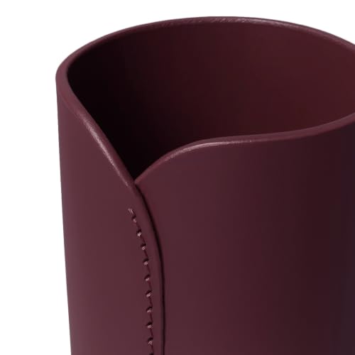 Image of Premium Recycled Leather Pen Holder for Desk & Study Table | Office Pen Stand for Table, Desk | Stationery /Pencil Stand Organiser | Multi-Purpose Holder for Home & Office (Classic Bordeaux)