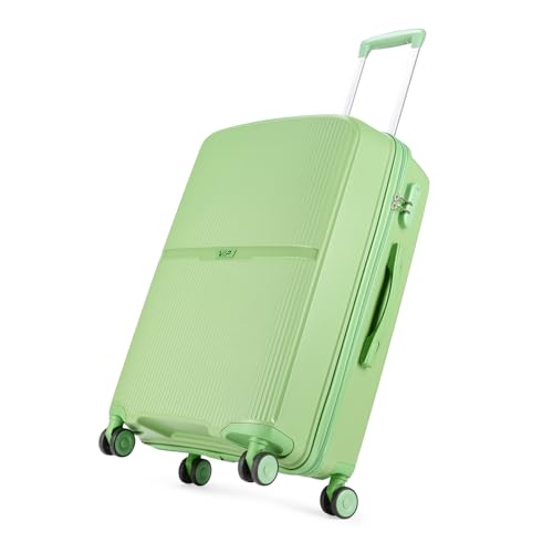 Image of VIP Plastic Hard Shell 8 Spinner Wheels Glider NXT Check-in Trolley Bag Set - (51+61+71cms) for Travel (SO3, Light Green), Small, Large, Medium