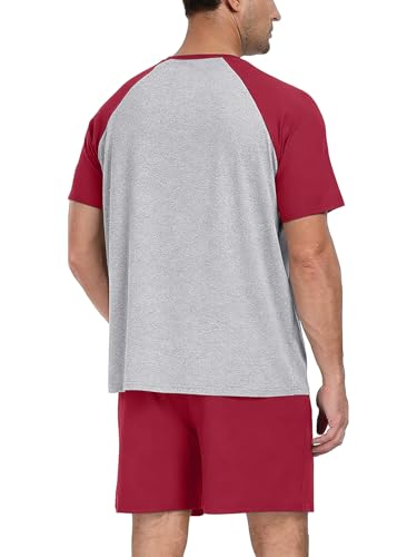 Image of Mens Pajamas Set Modal Soft Pajama Short Set Short Sleeve Pjs Sleepwear 2 Piece Lounge Set With Pockets S-3XL