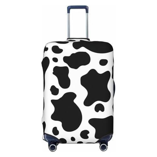 Black And White Cow Print Suitcase Cover Luggage Protector Washable Elastic Fashionable Travel Gear Cover