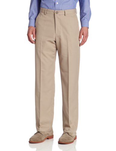 Van Heusen Men's Flat Front Ultimate Traveler Pant, Khaki, 40W x 30L