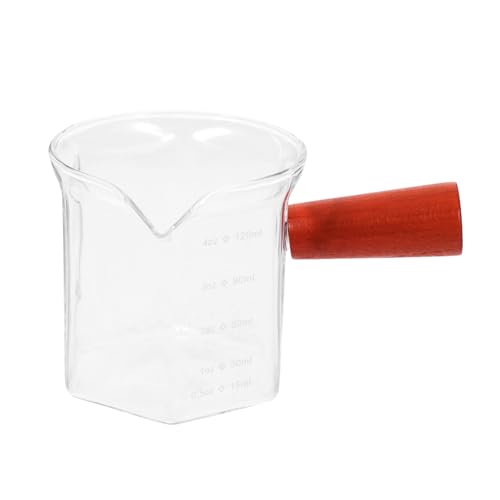 Toyvian Verre Doseur à Café Verre Transparent avec Poignée Bois Pichet Lait Format Tasse Mesure Espresso Précise avec Graduation pour Mousseux Lait Couleur Aléatoire Couleur Aléatoire