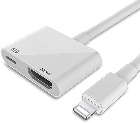 Lighting to HDMI Cable, Ucaca Compatible with iPhone 5 6 7 8 X iPad iPod HDMI Adapter Converter 2 in 1 Plug and Play 1080P Audio AV Adapter Connector to HDTV Projector