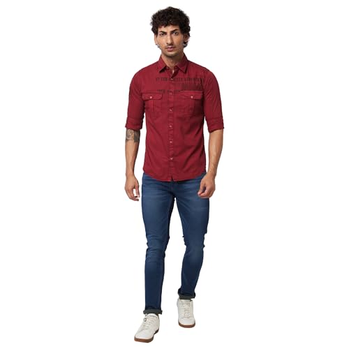 Image of Spykar Men's Regular Fit N /A Full Sleeve Printed Casual Shirts