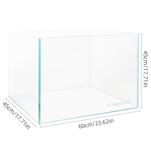 Image of 30 Gallon Rimless Aquarium, Ultra Clear Low Iron Fish Tank | 8mm low iron glass, 23.6 x 17.7 x 17.7 in wide rectangular design for aquascaping, planted tanks and freshwater fish