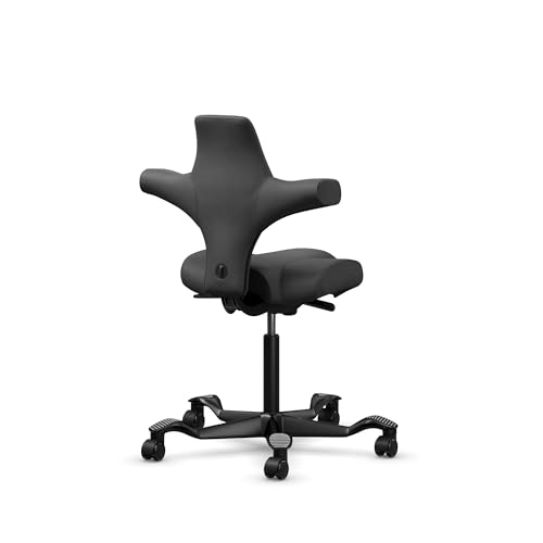 Image of HAG Capisco Sit to Stand Chair-Black Frame-Upholstered Midnight Black