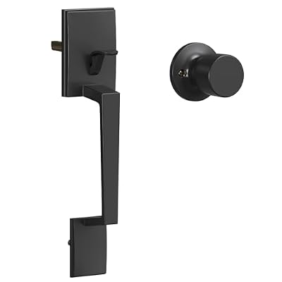 HOSOM Front Door Handle Exterior Door Handle Set with Door Knob, No Lock,Entry Door Handleset for Right & Left-Handed Doors, Matte Black