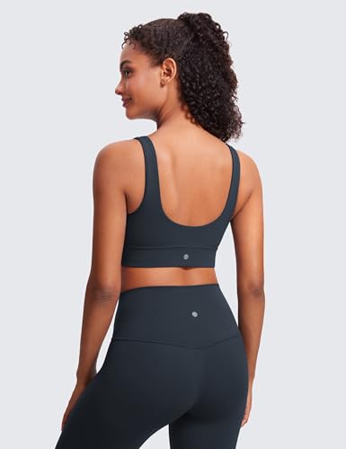 Image of CRZ YOGA Butterluxe U Back Sports Bras | Light Support, Removable Pads, Yoga, Extremely Soft, Longline, Scoop Neck, Wide Straps, for Women