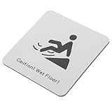 ULTECHNOVO Cartel Autoadhesivo de Señal de Advertencia para Suelo Mojado, Placa de Aluminio y Plástico para Uso en Baños y Cuartos de Baño, Señal de Precaución en Inglés para Áreas