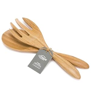 Dehaus® Large Premium Bamboo Salad Tongs – Eco Friendly Wooden Serving Spoons – Salad Serving Utensils – Salad Tosser Forks – Giant Wood Salad Servers – 12 inch Salad Hands