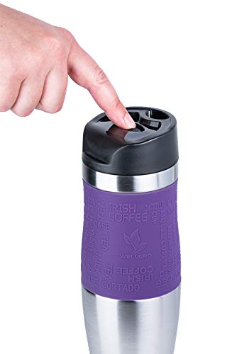 Wellgro Taza térmica 400 ml + 1 tapa extra – Acero inoxidable – Mango de silicona suave – libre de BPA – Taza térmica de… - Imagen 6