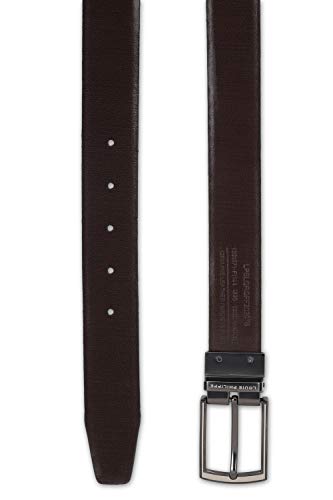 Image of Louis Philippe Men's 100% Italian Leather Brush Nickel Buckle Formal Reversible Belt