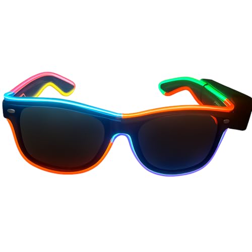 AMIMA Gafas de luz LED inalámbricas, multicolor, para fiestas rave, EDM, disfraces de Halloween (8 colores) (multicolor)