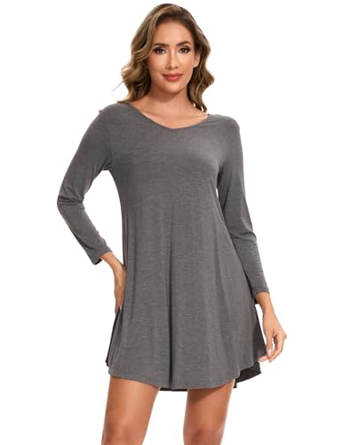 Image of GYS Womens Bamboo Viscose Nightgown Super Soft Lightweight Night Shirts for Sleeping