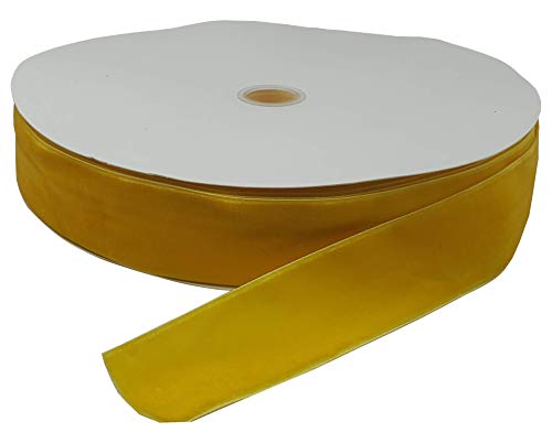 Image of 10 Yards Velvet Ribbon Spool (Yellow, 1 1 /2 inch)