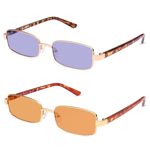 Image of VANLINKER Retro Rectangle Polarized Sunglasses for Women Men Small 90s Vintage Trendy Slim Narrow Rectangular Frame VL9684