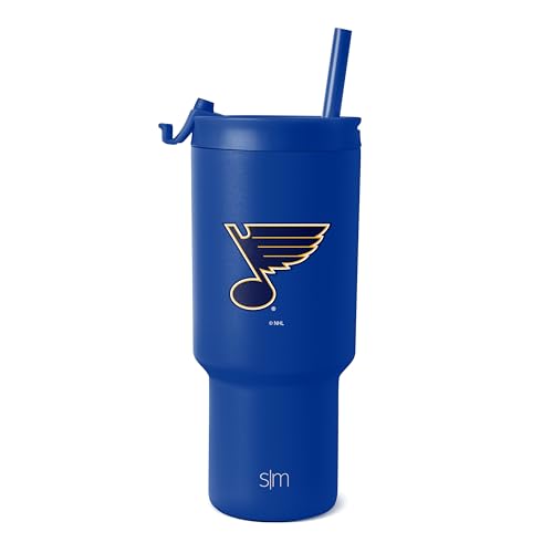 Simple Modern Officially Licensed NHL St. Louis Blues 30 oz Tumbler with Flip Lid and Straws | Hockey Insulated Cup Stainless Steel | Gifts for Men Women | Trek Collection | St. Louis Blues