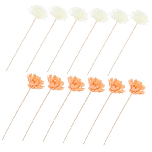HOUDERCO 12pcs Flower Diffuser Sticks Fragrance Rattan Sticks for Home Office Bathroom Decor Continuous with Elegant Faux Flowers for Inviting Atmosphere