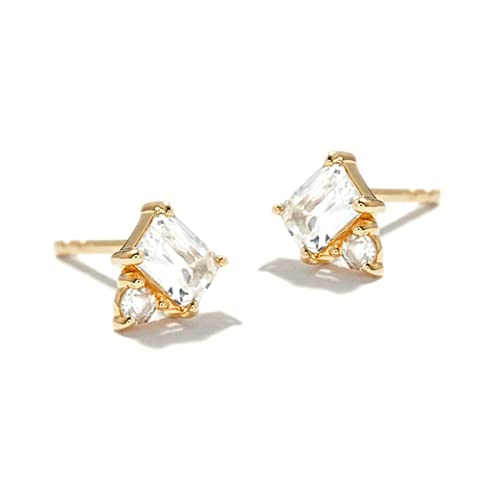 Boucles d'oreilles à tige baguette en argent 925 et plaqué or pour femme