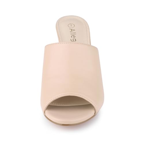 Allegra K Allegra K Women's Slip on Block Heel Beige Slide Sandals 7 M US