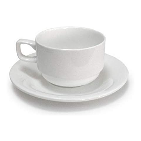 Wilmax White Porcelain Set Of 6 (7 Oz | 220 Ml Tea Cups & Saucers) | Dishwasher Safe, Easy To Clean | Fine, English Porcelain | Wl-993008/Ab Cover