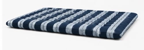 Image of H B MSALA 3 Inch Soft Cotton Gadda Mattress, Blue, 48x72 inches, Lining Pattern, Foldable & Breathable, Lightweight Bedding, for Floor & Bed, Guest Room Use