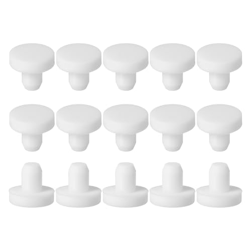 Image of uxcell 15Pcs Silicone Hole Plug, Waterproof Solid T-Shaped Rubber Stoppers Bottle Seal Tube Pipe Plug End Cap for 6mm /0.24 inch Hole for Bathtub Bottle, 0.31 inch Plug Height, White