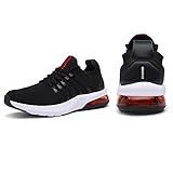 frysen Laufschuhe Herren Damen Atmungsaktiv Leichtgewicht Luftpolster Sportschuhe Straßenlaufschuhe Turnschuhe Sneaker Joggingschuhe Walkingschuhe Sport Fitness Schuhe Black red46