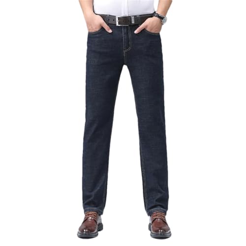 Men's Jeans Business Pants Classic Daily Straight Leg Slim Fit Denim Trousers